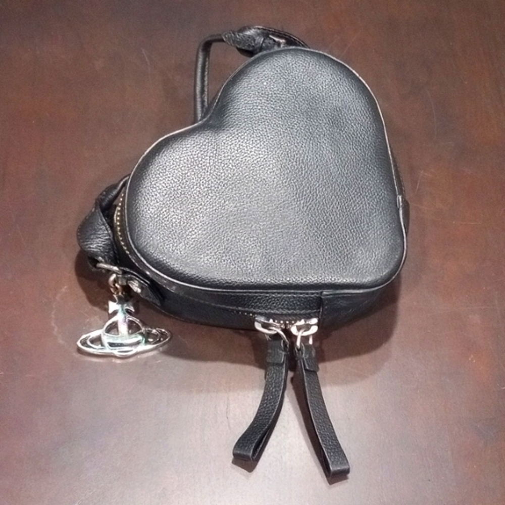 Vivienne Westwood Anglomania black heart shaped shoulder bag. Made in Italy